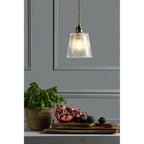 Callaghan Classic Small Pendant In Antique Brass Finish With Ribbed Glass Shade LA3756056-Q