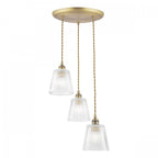 Callaghan Classic 3 Light Pendant In Antique Brass Finish With Ribbed Glass Shades LA3756388-Q