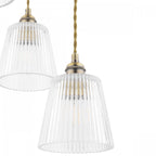 Callaghan Classic 3 Light Pendant In Antique Brass Finish With Ribbed Glass Shades LA3756388-Q