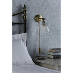 Callaghan Classic Plugged In Wall Light In Antique Brass Finish With Ribbed Glass Shade LA3756044-Q