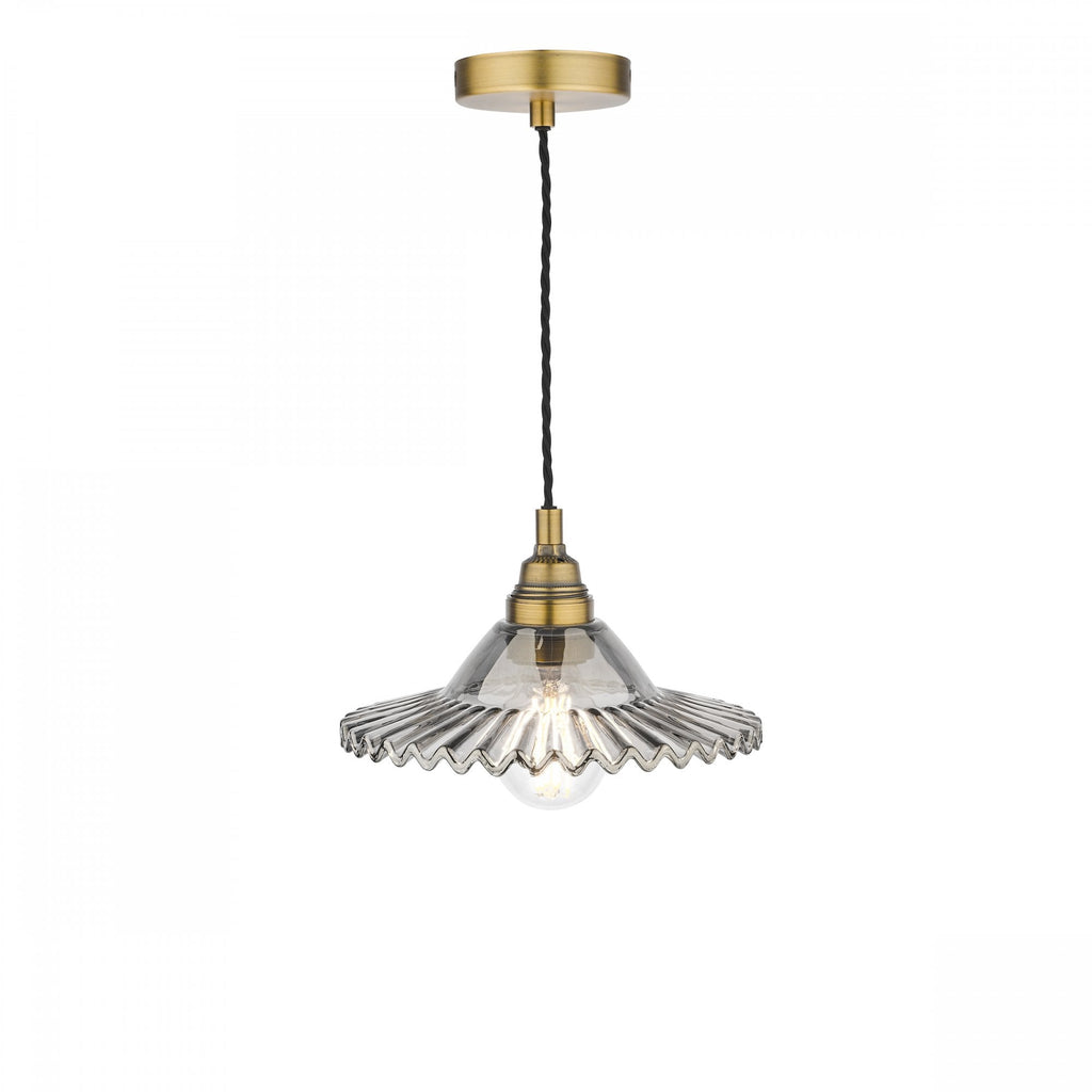 Pippa Ceiling Pendant Light In Aged Brass Finish With Smoked Glass Shade LA3756057-Q