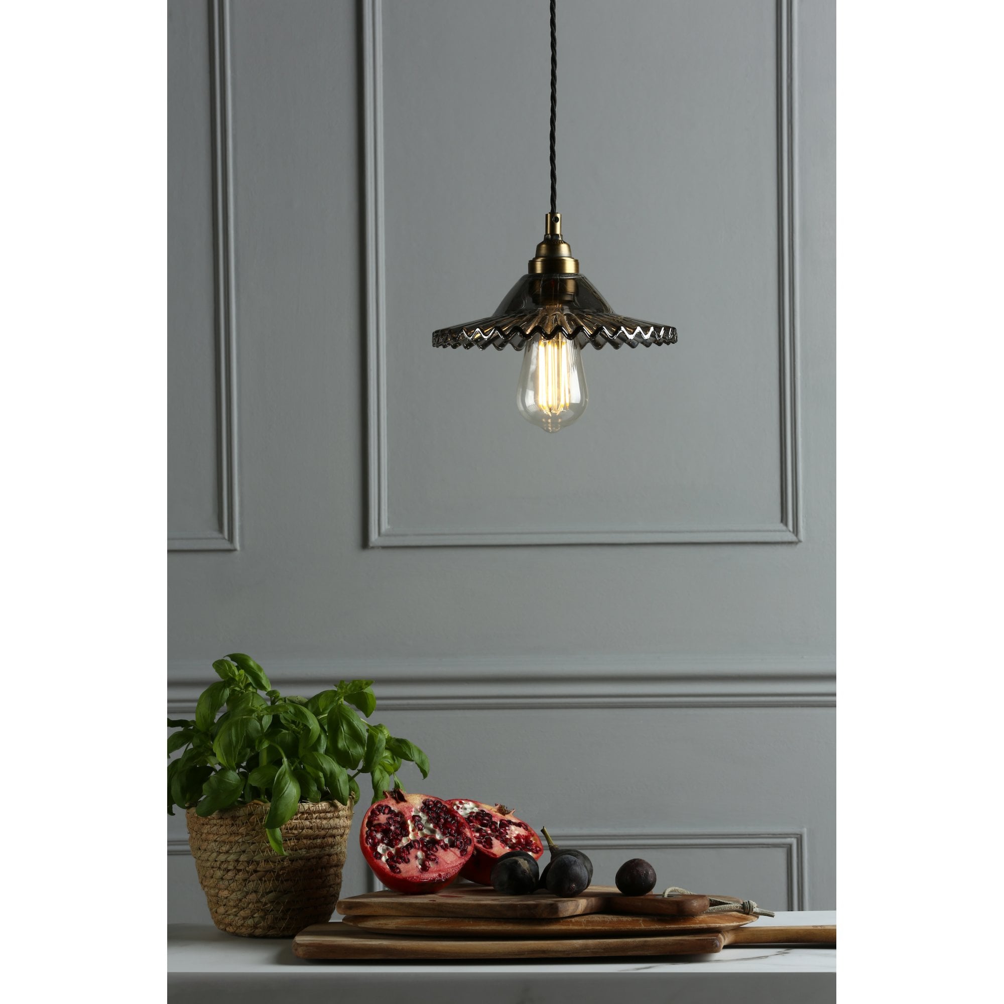 Pippa Ceiling Pendant Light In Aged Brass Finish With Smoked Glass Shade LA3756057-Q