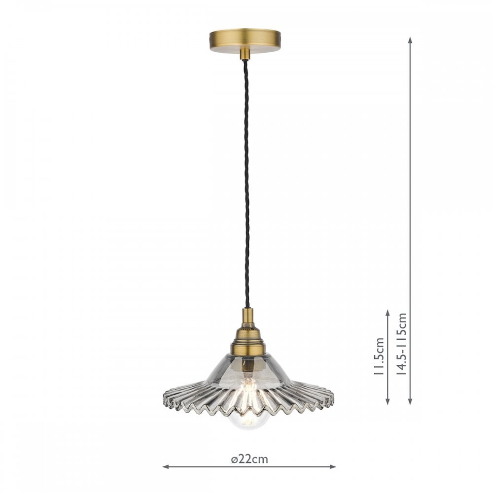 Pippa Ceiling Pendant Light In Aged Brass Finish With Smoked Glass Shade LA3756057-Q