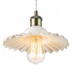 Beca Small Ceiling Pendant In Antique Brass With White Ceramic Shade LA3756097-Q