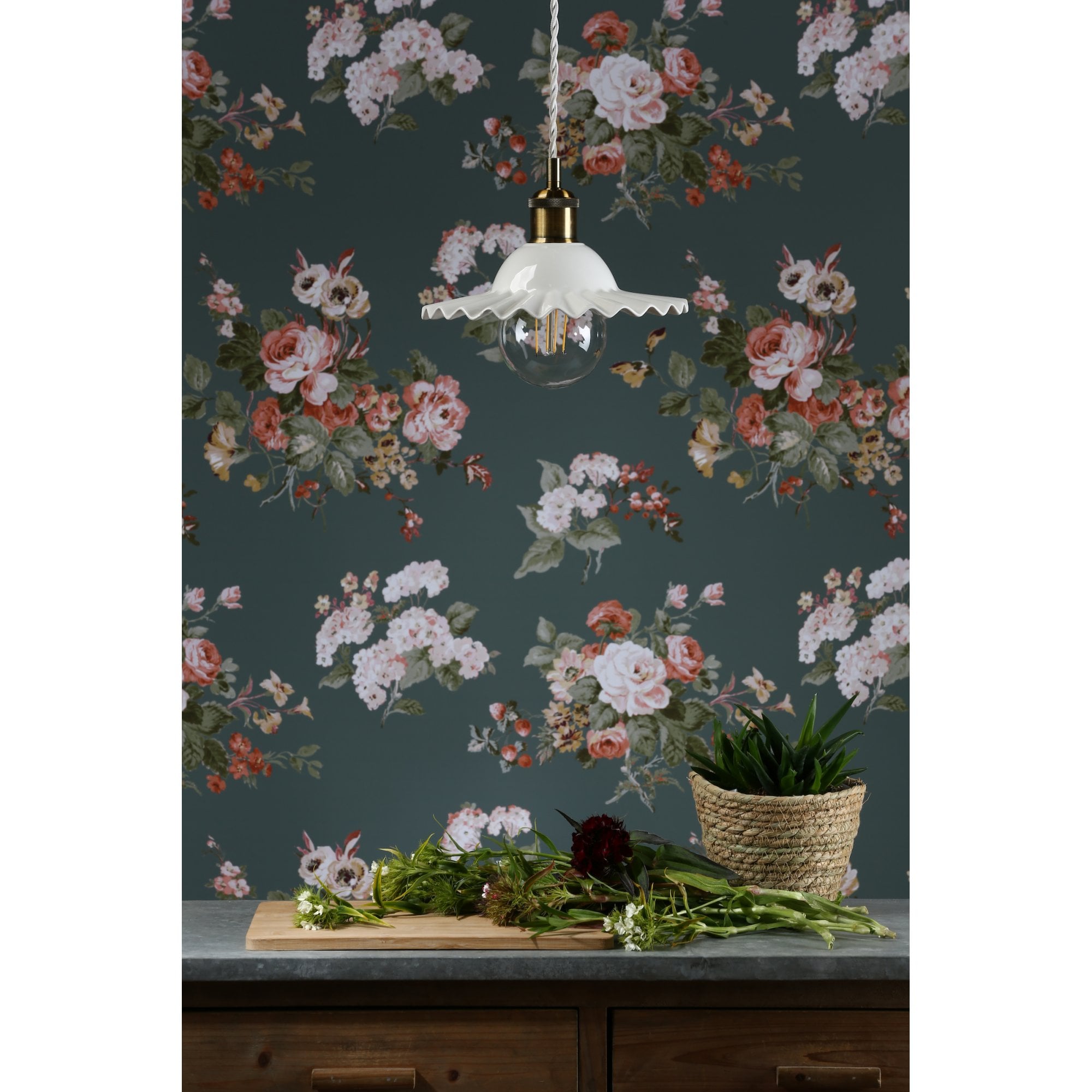 Beca Small Ceiling Pendant In Antique Brass With White Ceramic Shade LA3756097-Q