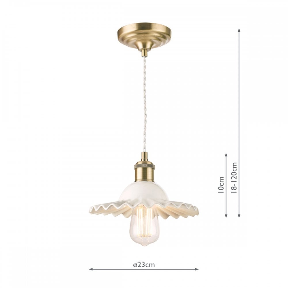Beca Small Ceiling Pendant In Antique Brass With White Ceramic Shade LA3756097-Q