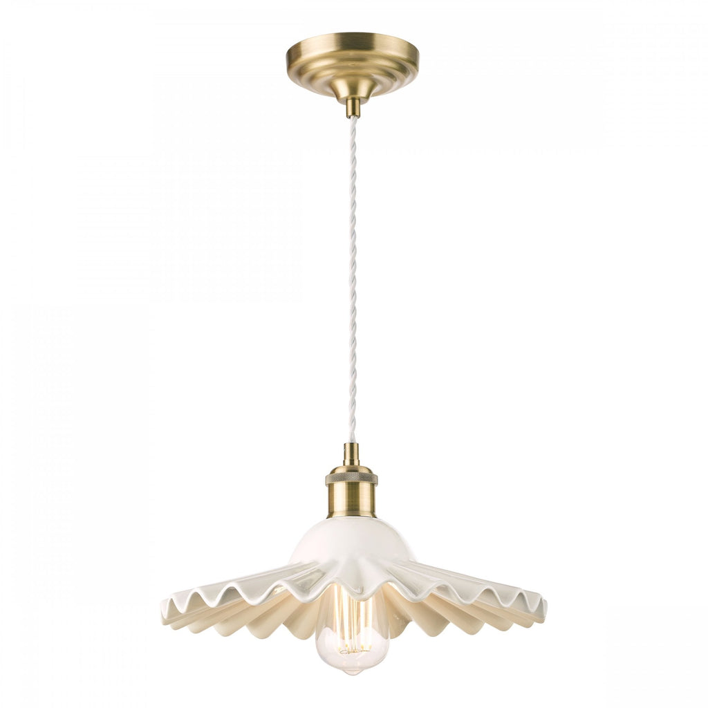 Beca Large Ceiling Pendant In Antique Brass With White Ceramic Shade LA3756098-Q