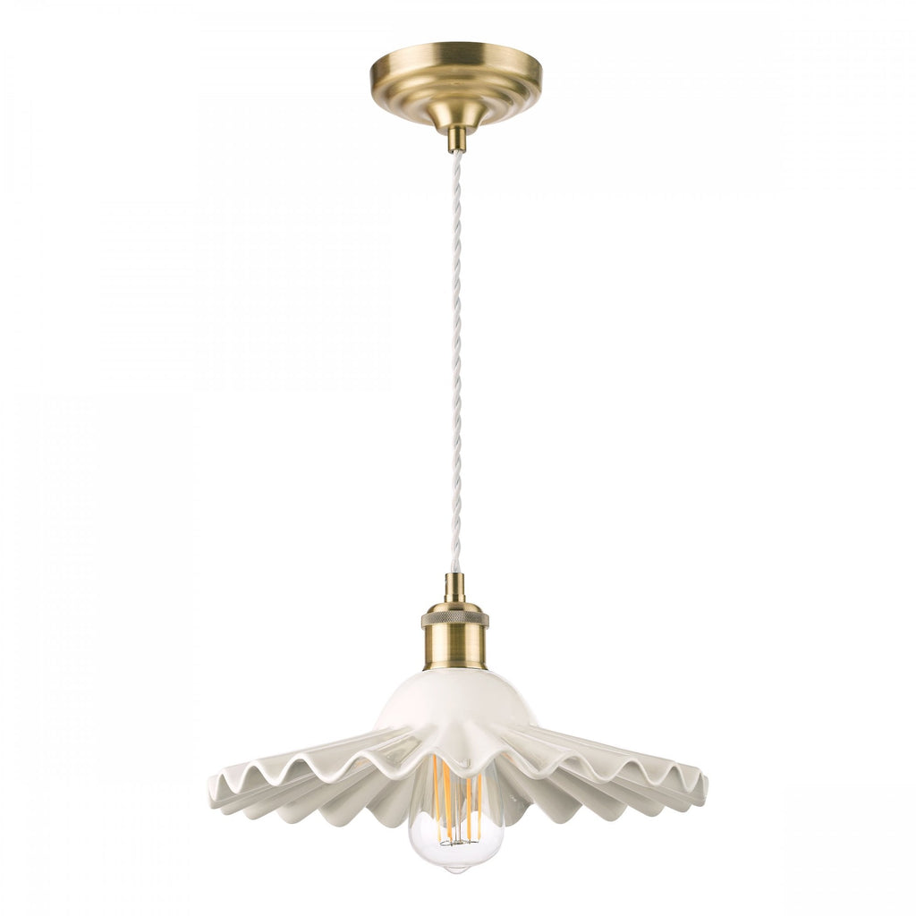 Beca Large Ceiling Pendant In Antique Brass With White Ceramic Shade LA3756098-Q