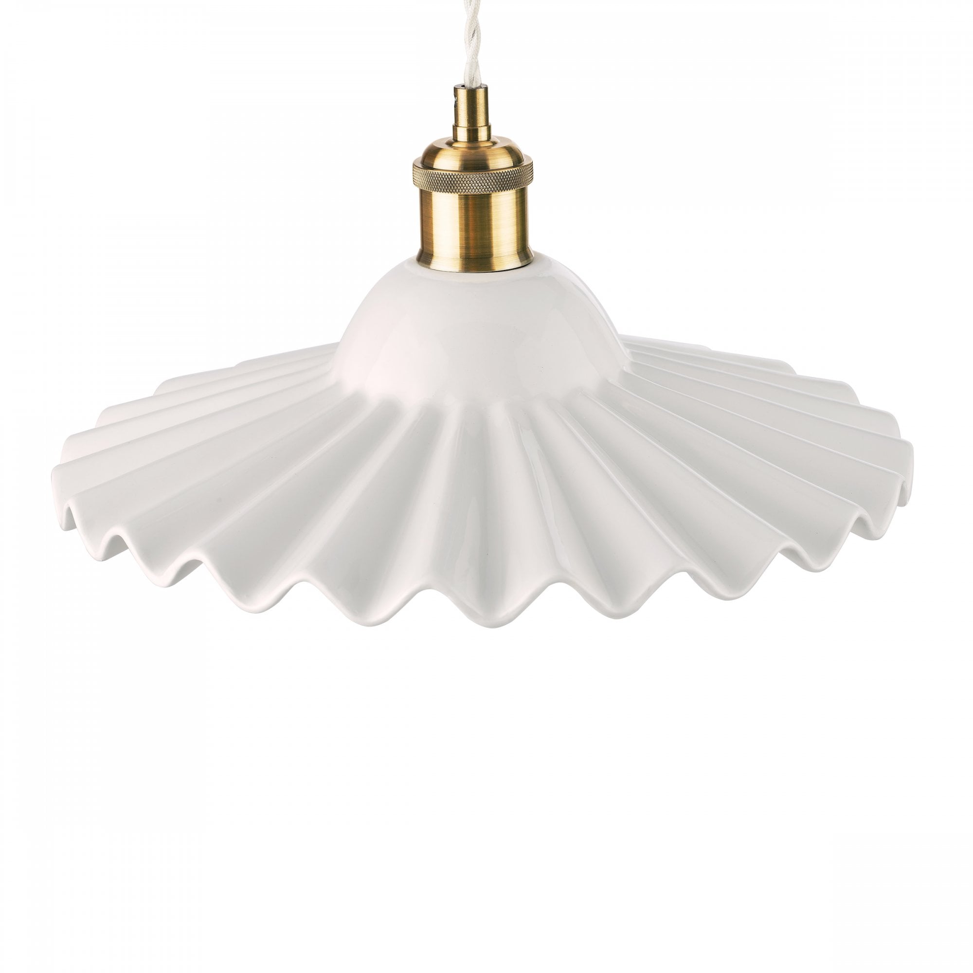 Beca Large Ceiling Pendant In Antique Brass With White Ceramic Shade LA3756098-Q