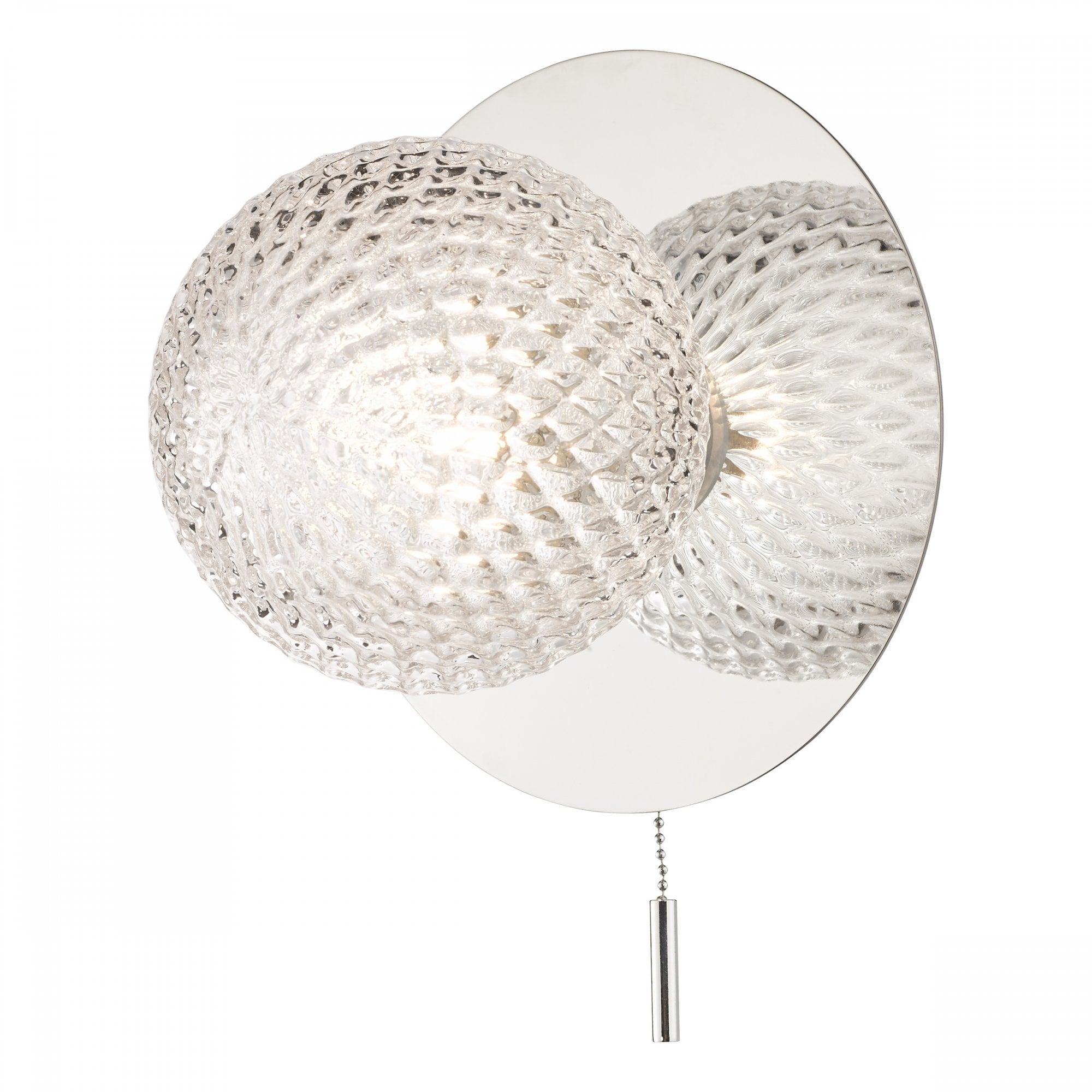 Prague Bathroom Wall Light In Polished Chrome With Textured Round Glass IP44 LA3756048-Q