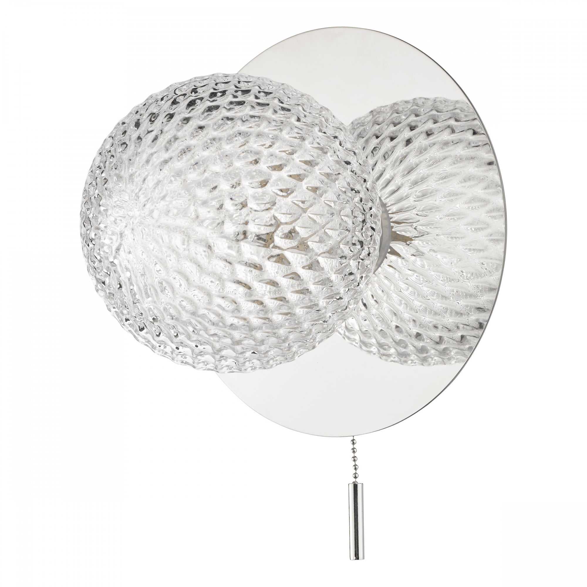Prague Bathroom Wall Light In Polished Chrome With Textured Round Glass IP44 LA3756048-Q