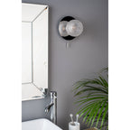 Prague Bathroom Wall Light In Polished Chrome With Textured Round Glass IP44 LA3756048-Q