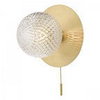 Prague Bathroom Wall Light In Satin Brass With Textured Round Glass IP44 LA3756111-Q