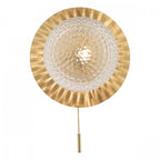 Prague Bathroom Wall Light In Satin Brass With Textured Round Glass IP44 LA3756111-Q