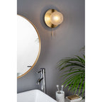 Prague Bathroom Wall Light In Satin Brass With Textured Round Glass IP44 LA3756111-Q