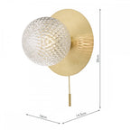 Prague Bathroom Wall Light In Satin Brass With Textured Round Glass IP44 LA3756111-Q