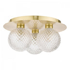 Prague Bathroom Ceiling Light In Satin Brass With Textured Round Glass IP44 LA3756112-Q