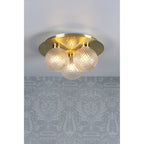 Prague Bathroom Ceiling Light In Satin Brass With Textured Round Glass IP44 LA3756112-Q