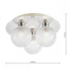 Prague Bathroom Ceiling Light In Satin Brass With Textured Round Glass IP44 LA3756047-Q