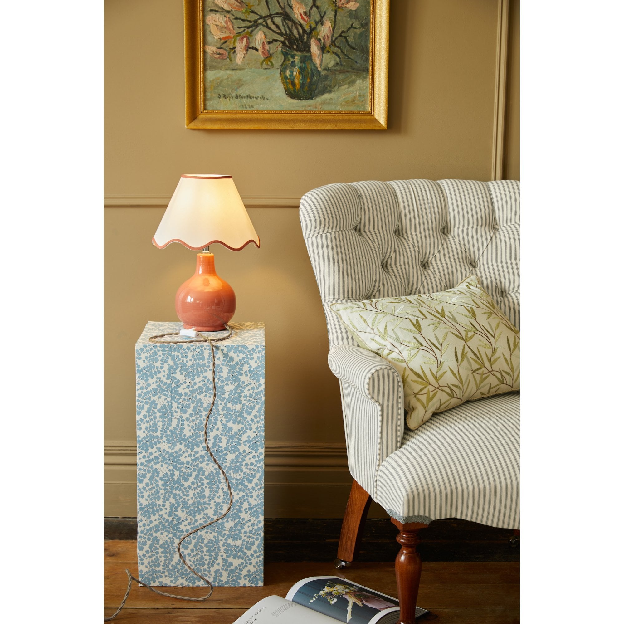 Bramhope Terracotta Ceramic Table Lamp With Cream Cotton Shade LA3756403-Q