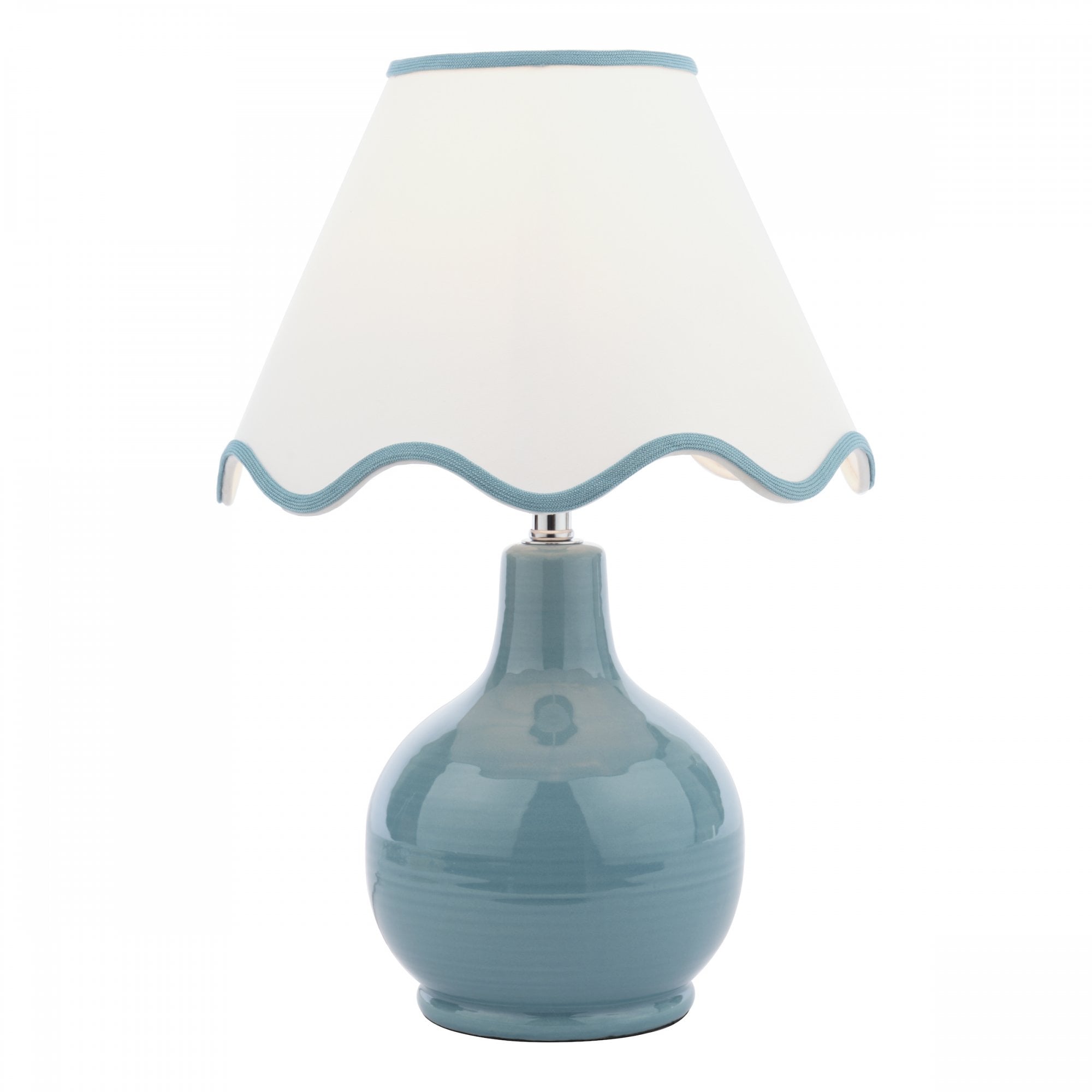 Bramhope Blue Ceramic Table Lamp With Cream Cotton Shade LA3756394-Q