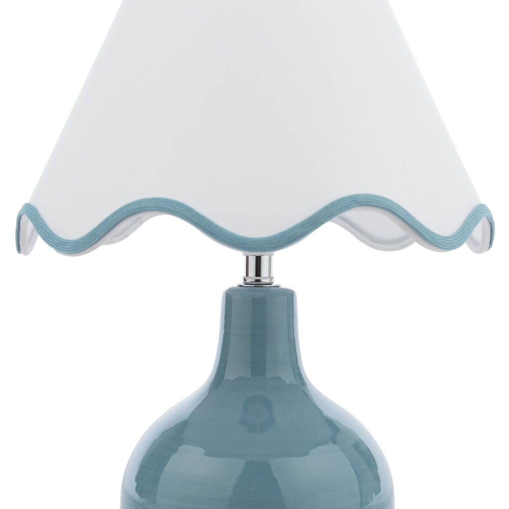 Bramhope Blue Ceramic Table Lamp With Cream Cotton Shade LA3756394-Q