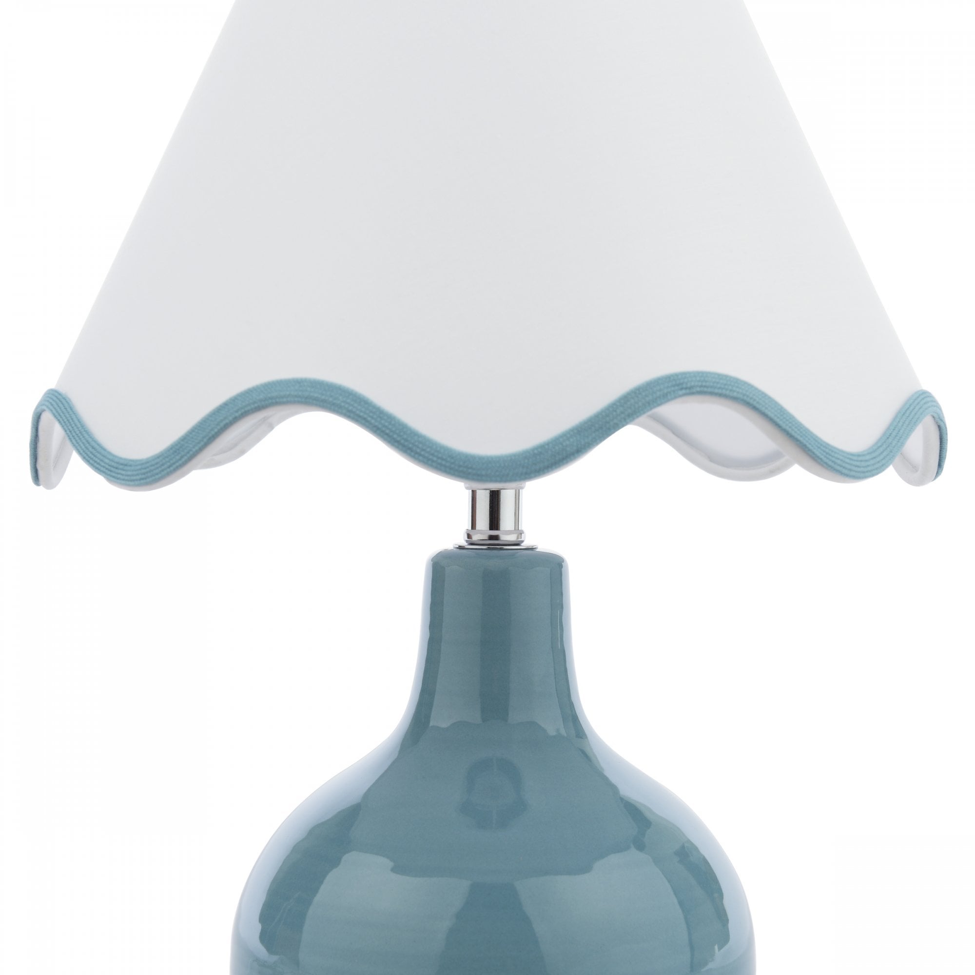 Bramhope Blue Ceramic Table Lamp With Cream Cotton Shade LA3756394-Q