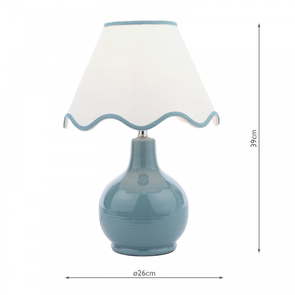 Bramhope Blue Ceramic Table Lamp With Cream Cotton Shade LA3756394-Q