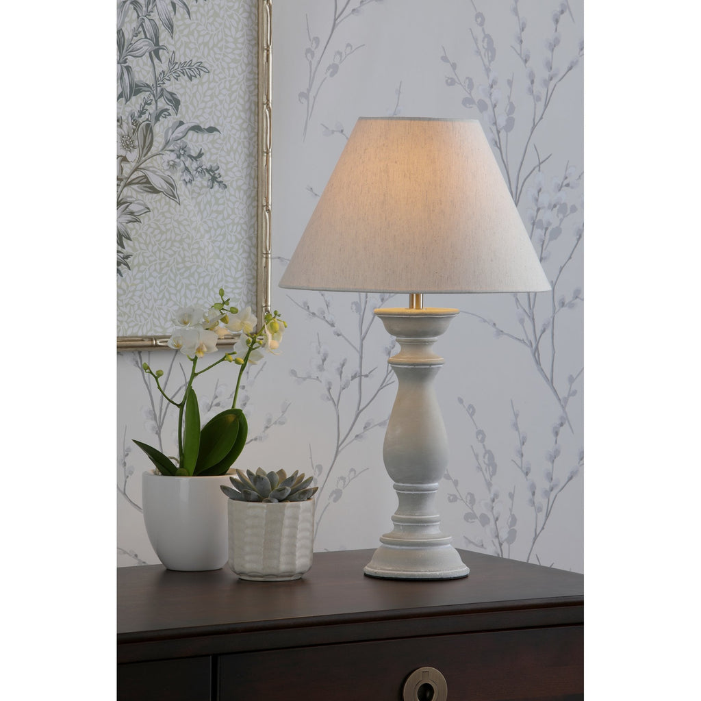 Chedworth Table Lamp In Concrete With Natural Linen Shade LA3756200-Q