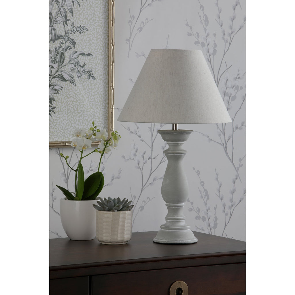 Chedworth Table Lamp In Concrete With Natural Linen Shade LA3756200-Q