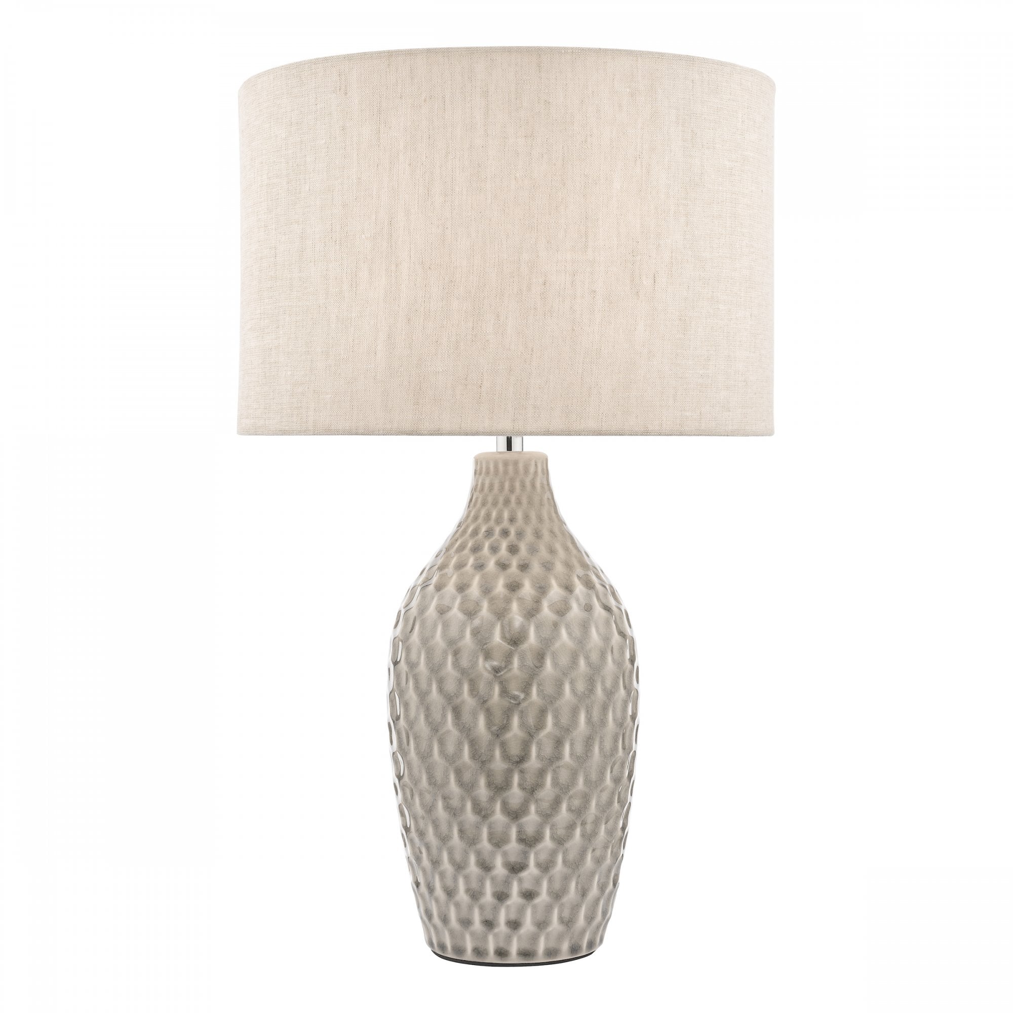 Heathfield Grey Ceramic Table Lamp With Natural Linen Shade LA3756083-Q