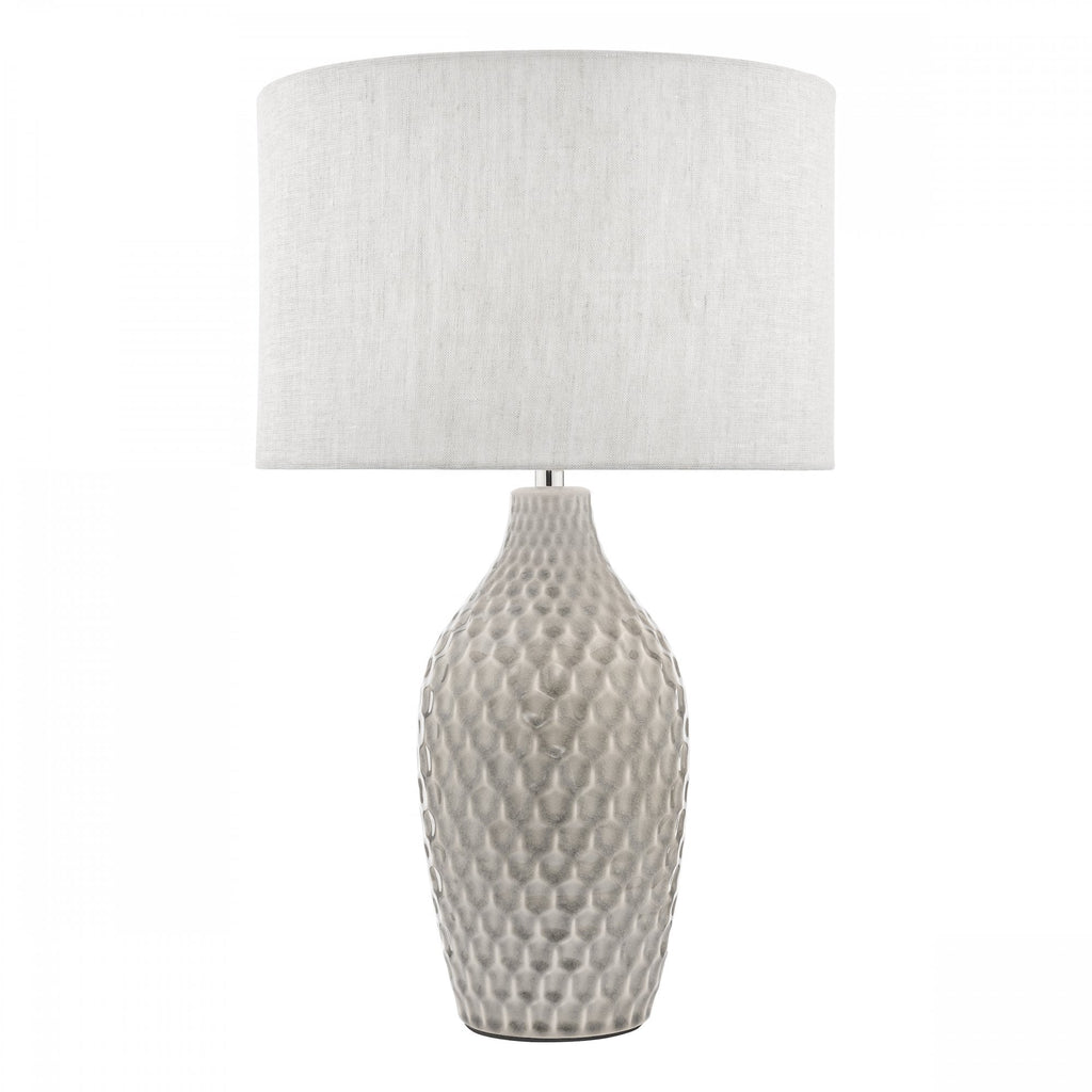 Heathfield Grey Ceramic Table Lamp With Natural Linen Shade LA3756083-Q