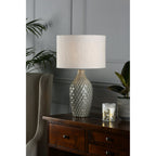 Heathfield Grey Ceramic Table Lamp With Natural Linen Shade LA3756083-Q