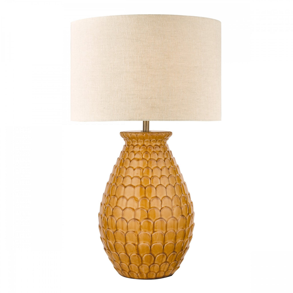 Liza Ceramic Table Lamp In Orange With Natural Linen Shade LA3756082-Q