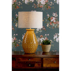 Liza Ceramic Table Lamp In Orange With Natural Linen Shade LA3756082-Q