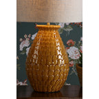 Liza Ceramic Table Lamp In Orange With Natural Linen Shade LA3756082-Q
