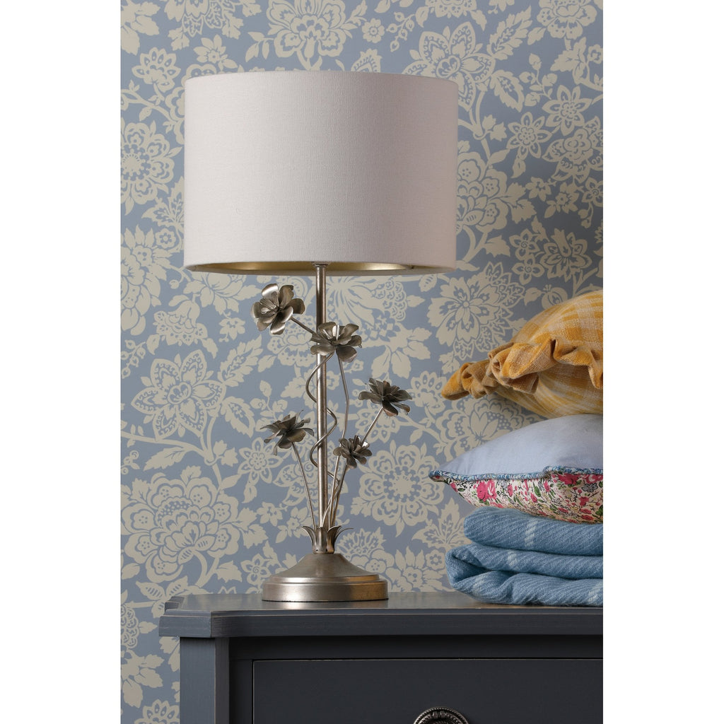 Lyndale Table Lamp In Distressed Silver Leaf With Silver Linen Shade LA3756319-Q