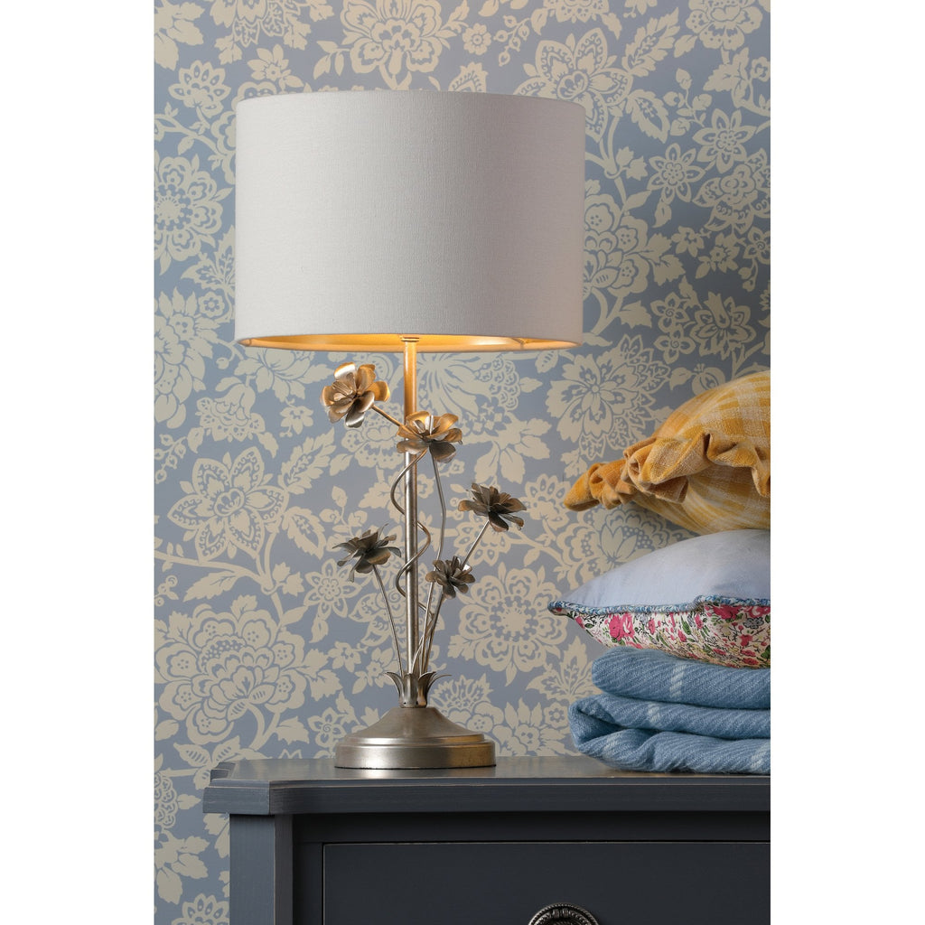 Lyndale Table Lamp In Distressed Silver Leaf With Silver Linen Shade LA3756319-Q