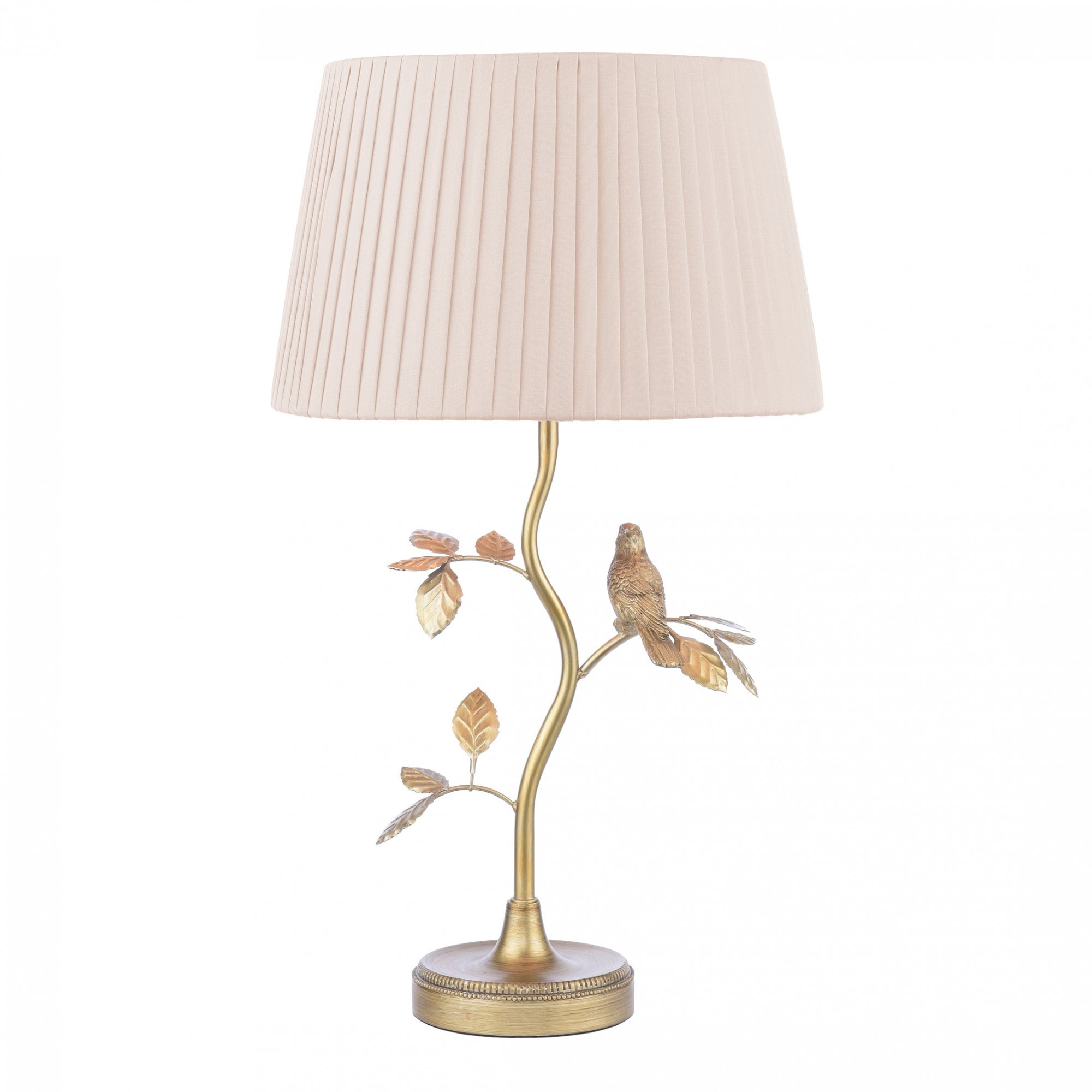Egelton Table Lamp In Aged Brass With Taupe Faux Silk Shade LA3756316-Q