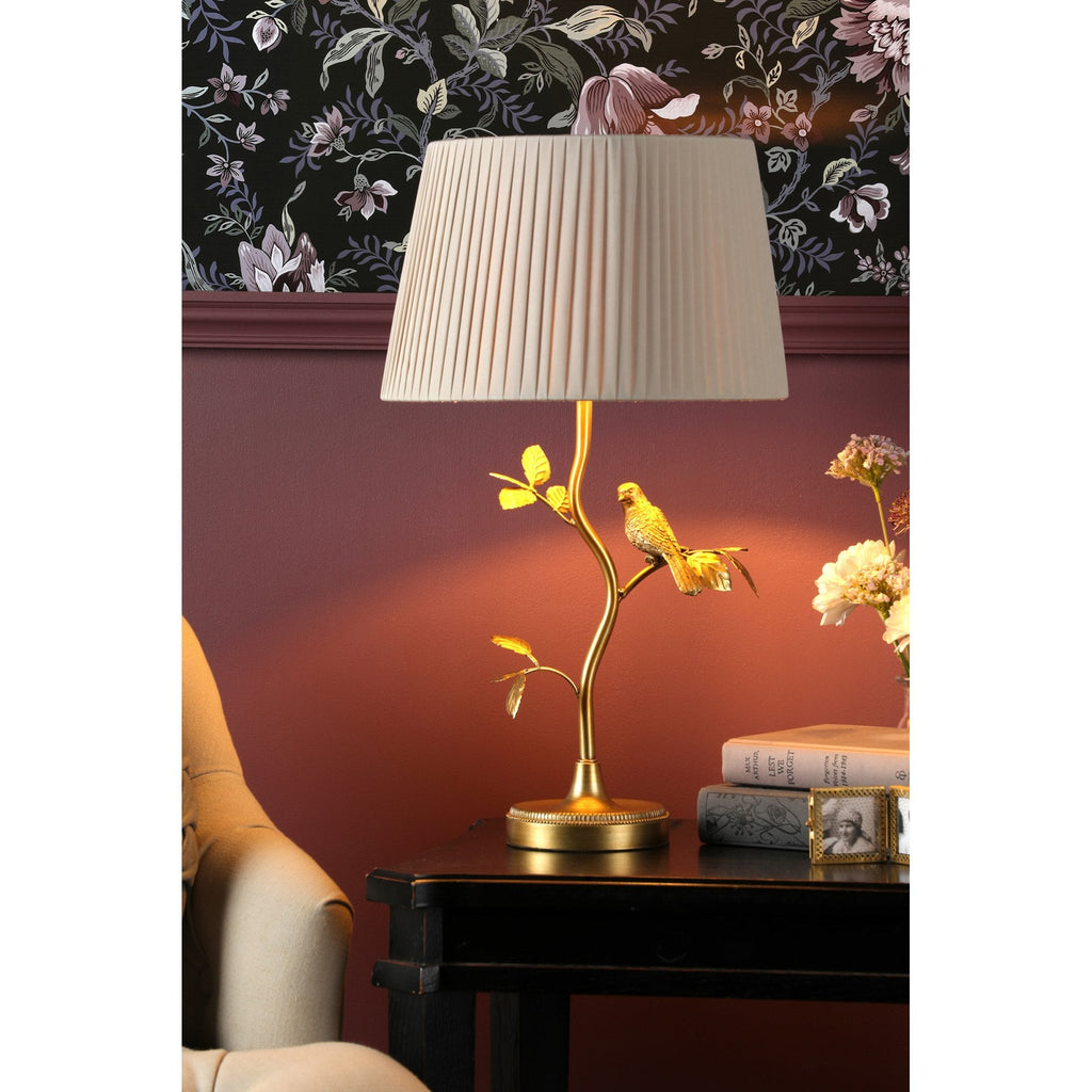 Egelton Table Lamp In Aged Brass With Taupe Faux Silk Shade LA3756316-Q