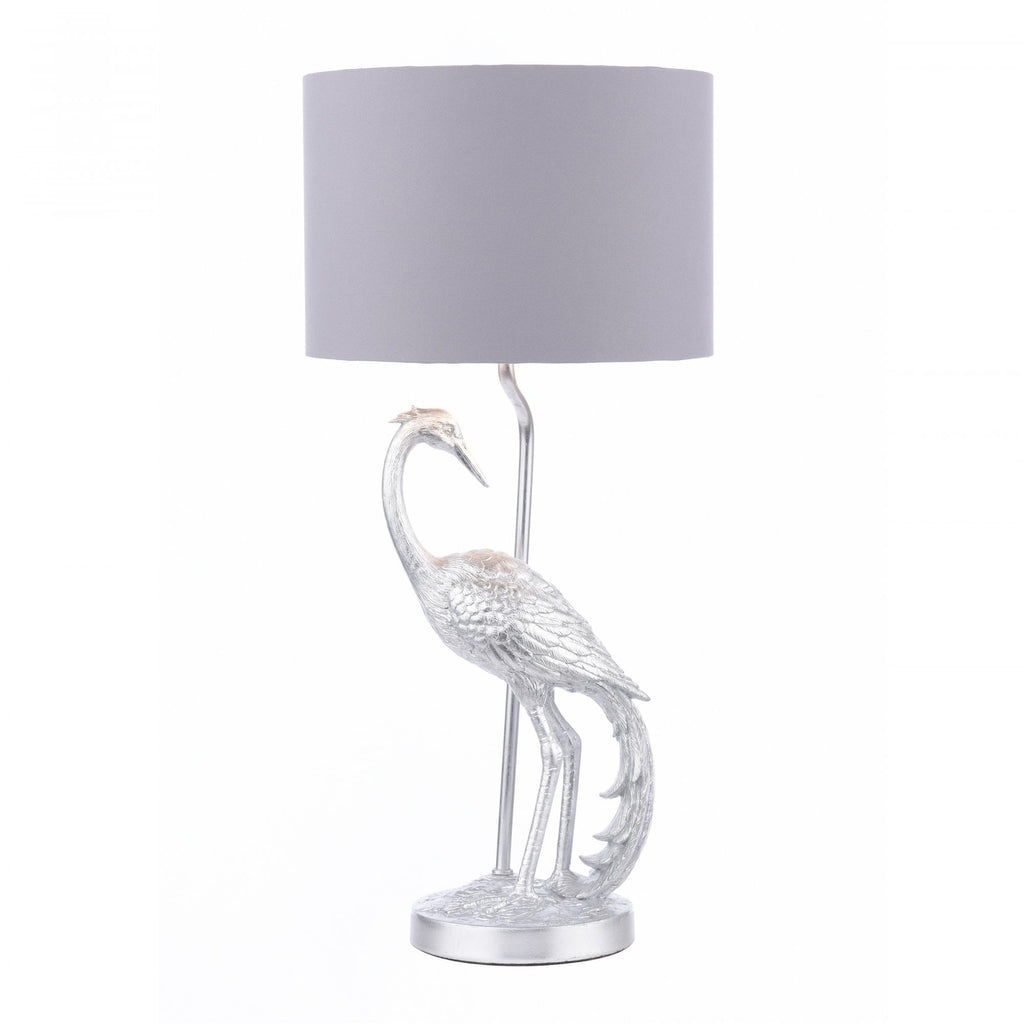 Tregaron Table Lamp In Silver Finish With Grey Faux Silk Shade LA3756326-Q