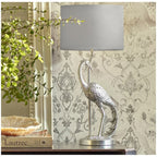 Tregaron Table Lamp In Silver Finish With Grey Faux Silk Shade LA3756326-Q