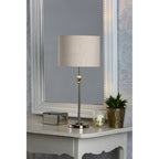 Highgrove Table Lamp In Polished Nickel Finish With Natural Linen Shade LA3756090-Q
