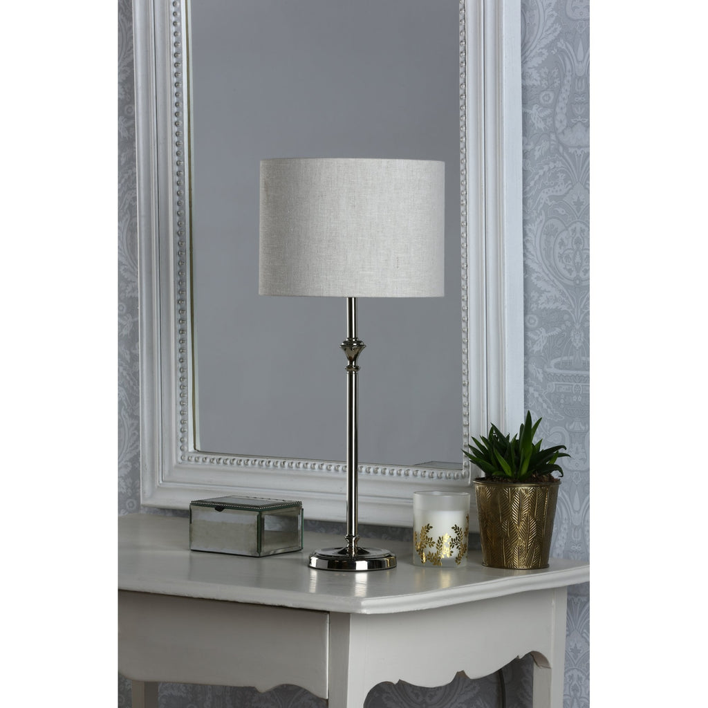 Highgrove Table Lamp In Polished Nickel Finish With Natural Linen Shade LA3756090-Q