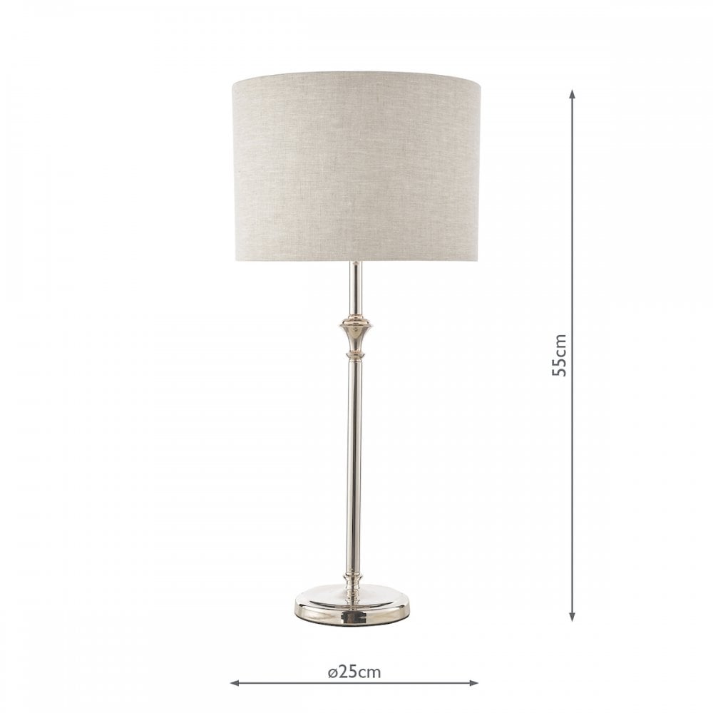 Highgrove Table Lamp In Polished Nickel Finish With Natural Linen Shade LA3756090-Q