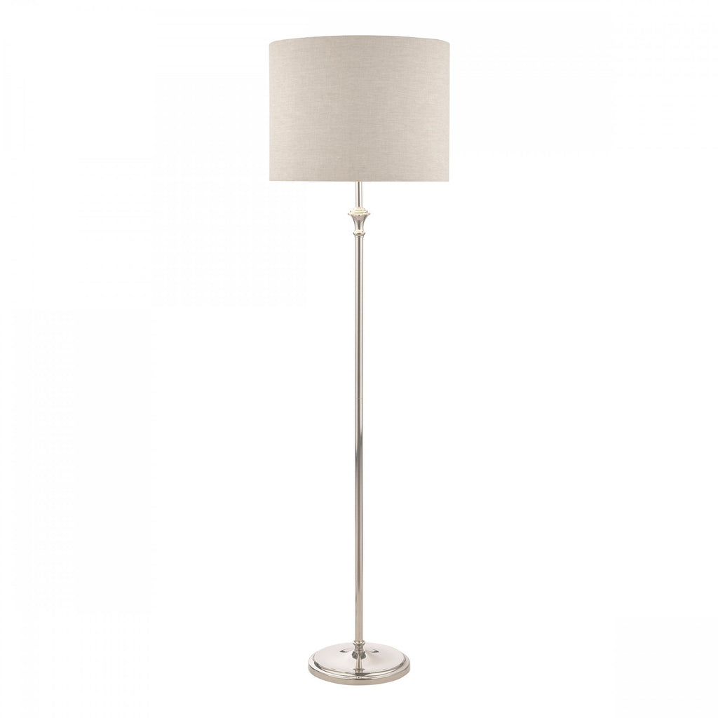 Highgrove Floor Lamp In Polished Nickel Finish With Natural Linen Shade LA3756091-Q