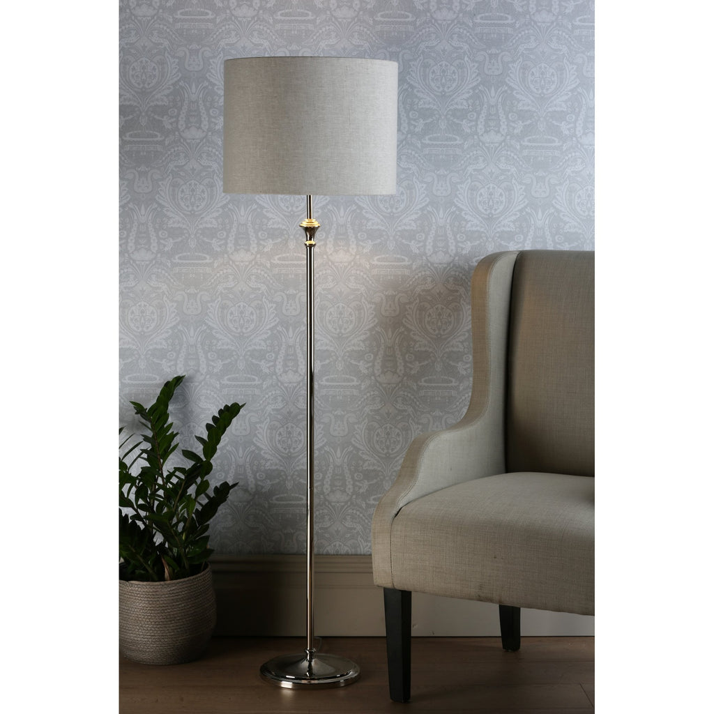 Highgrove Floor Lamp In Polished Nickel Finish With Natural Linen Shade LA3756091-Q