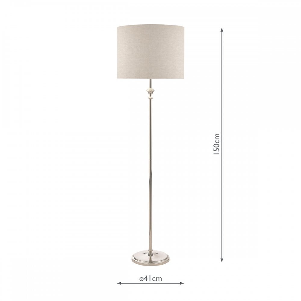 Highgrove Floor Lamp In Polished Nickel Finish With Natural Linen Shade LA3756091-Q