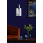 Nikolas Classic Ceiling Pendant Light In Antique Chrome With Cylinder Glass NIK0167-E01