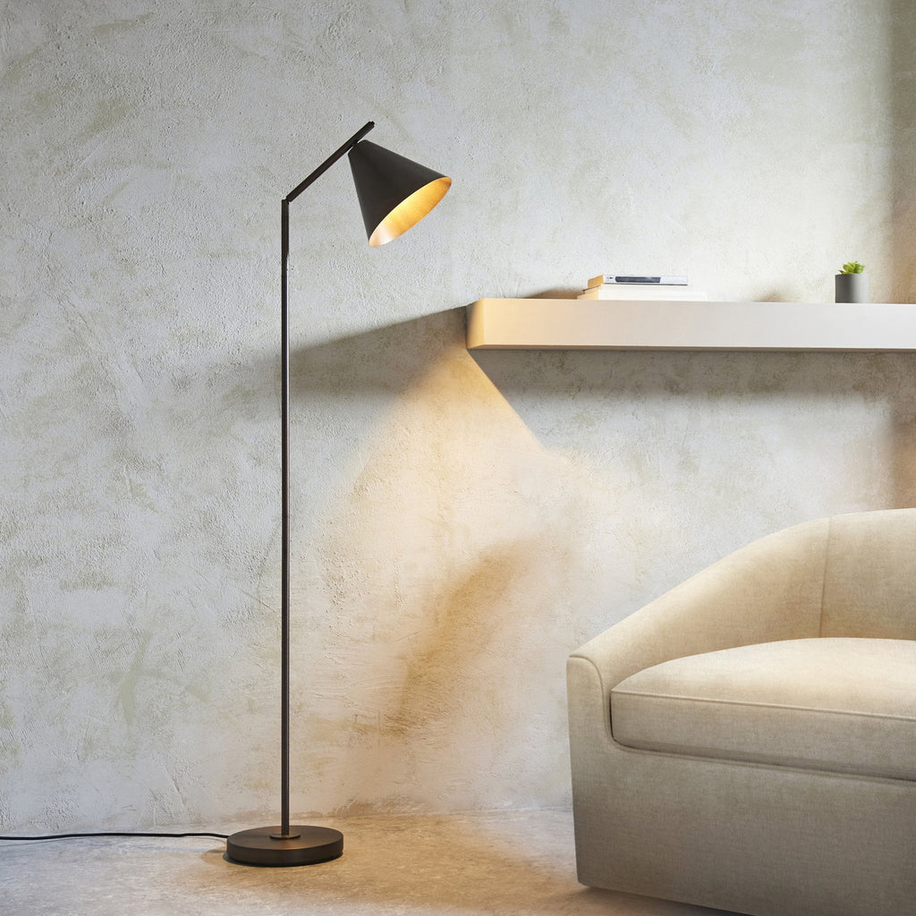 Cape Contemporary Floor Lamp In Brushed Antique Bronze Finish 102895